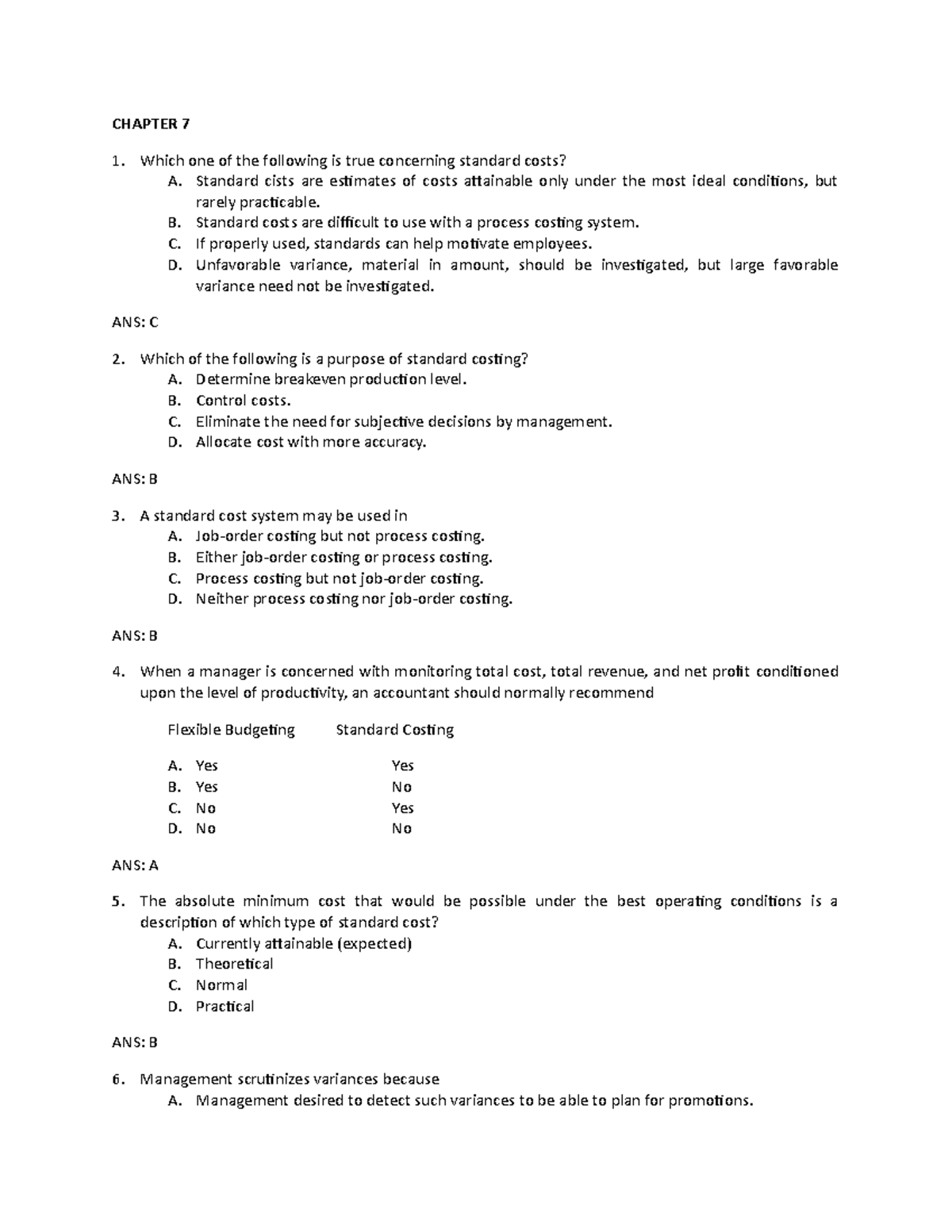 Chapter 7-Standard Costing And Variance Analysis - CHAPTER 7 Which One ...