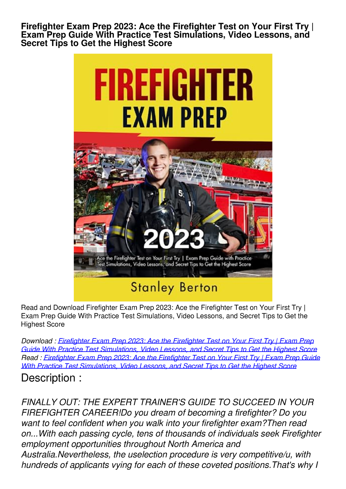 Read ebook [PDF] Firefighter Exam Prep 2023 Ace the Firefighter Test