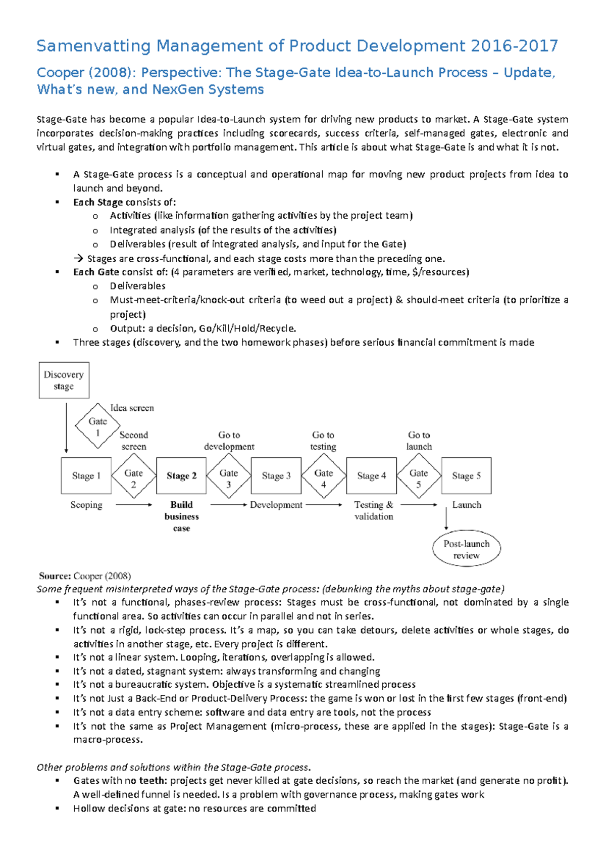 Samenvatting MoPD articles 2016 - Samenvatting Management of Product ...