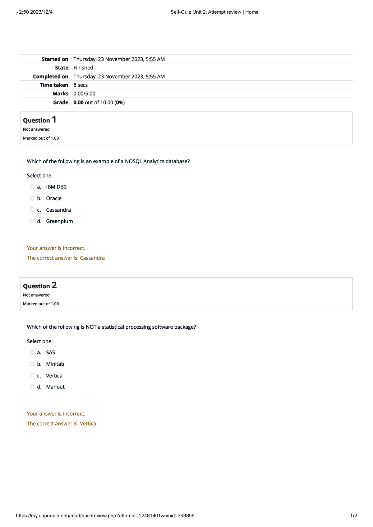 Self-Quiz Unit 2 Attempt Review 3 - م 2:50 2023/ 12 / 4 Self-Quiz Unit ...