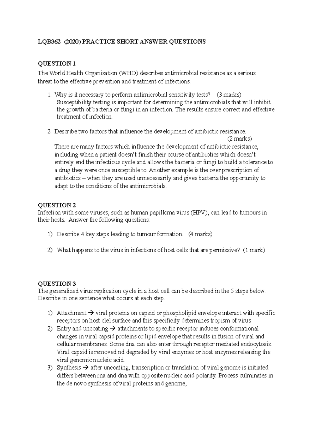 Practice Short Answer Questions - LQB362 (2020) PRACTICE SHORT ANSWER ...