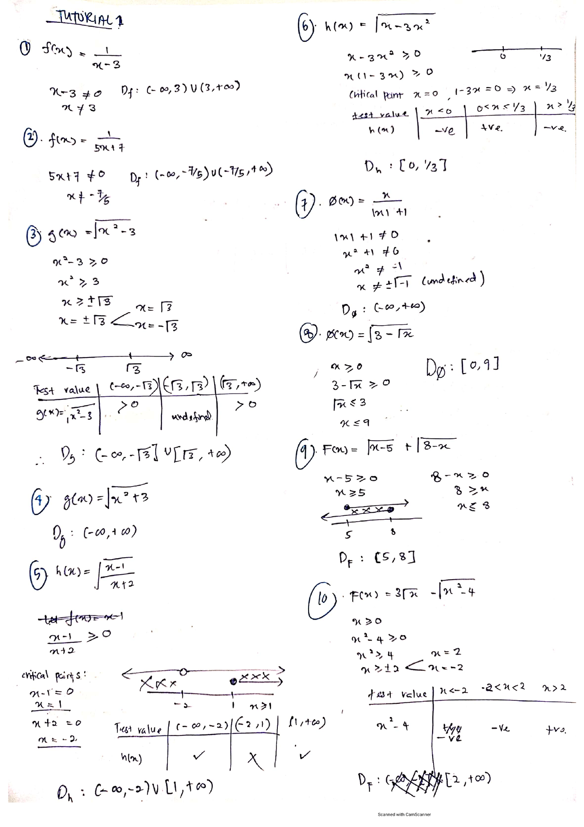 Tutorial 1 Answer - Chapter 1 - Calculus II - Studocu