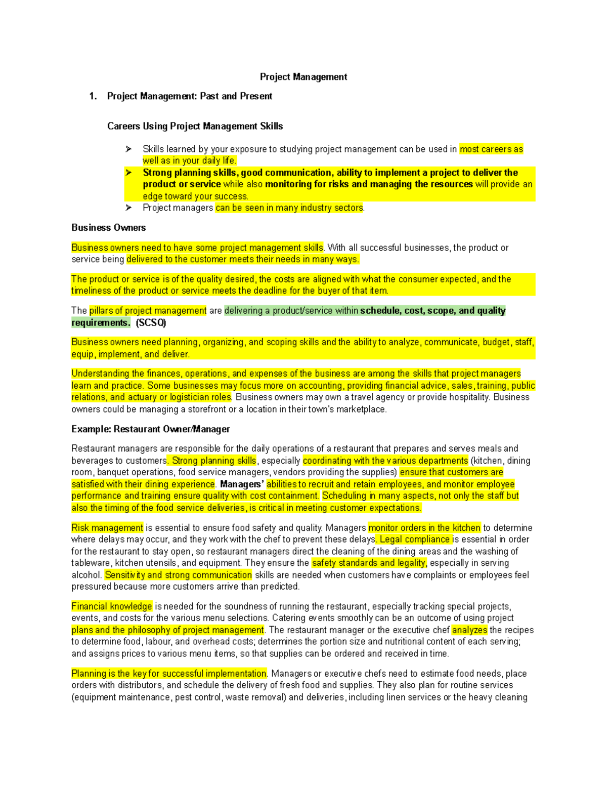Project Mgmt Raw Reviewer - Project Management Project Management: Past ...