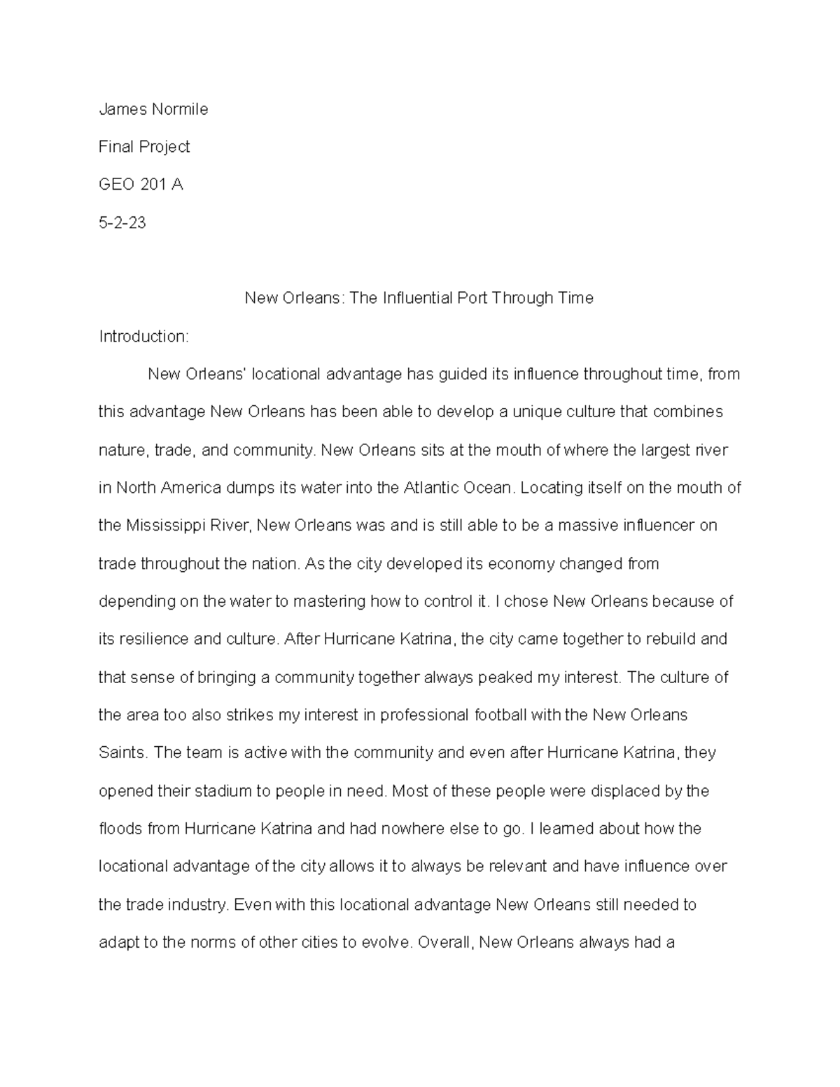 final project - Dr. Jabulzski - James Normile Final Project GEO 201 A 5 ...