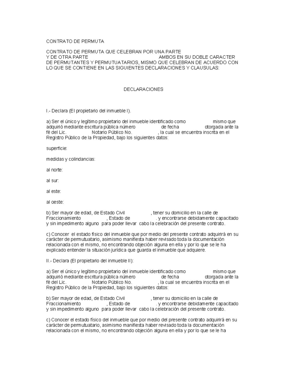 Contrato-de-permuta - Modelo - CONTRATO DE PERMUTA CONTRATO DE PERMUTA ...