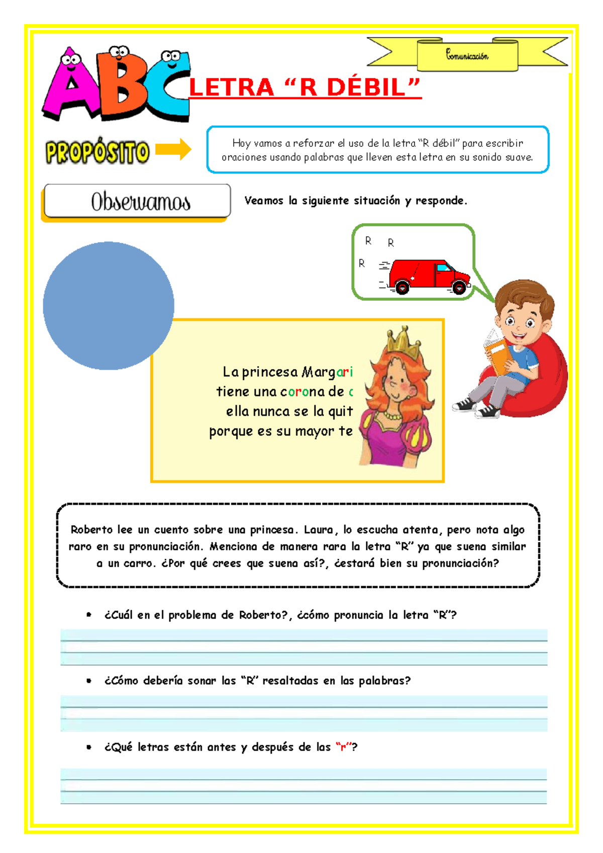 10 Ficha Letra R Debil - LETRA “R DÉBIL” ¿Cuál en el problema de ...
