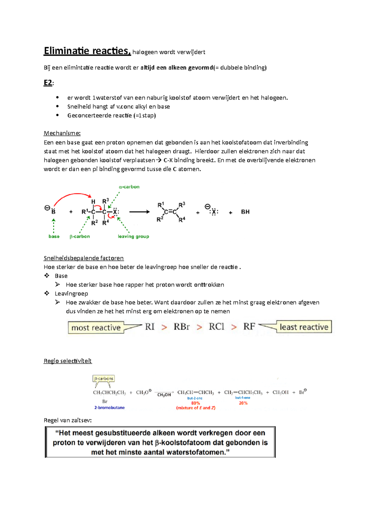 Eliminatie Reacties - Snelheid Hangt Af V Alkyl En Base Geconcerteerde ...