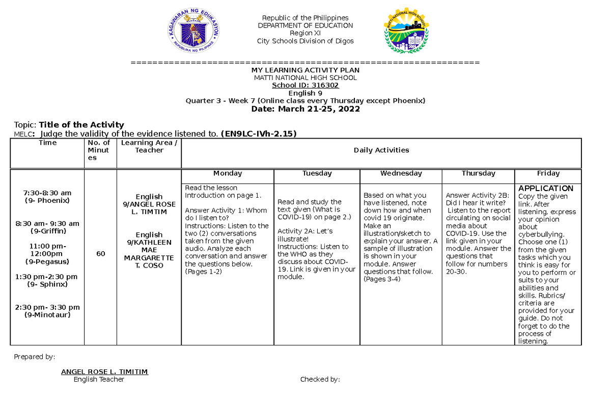 LAP-WEEK-7 - English 10 in the department of education materials ...