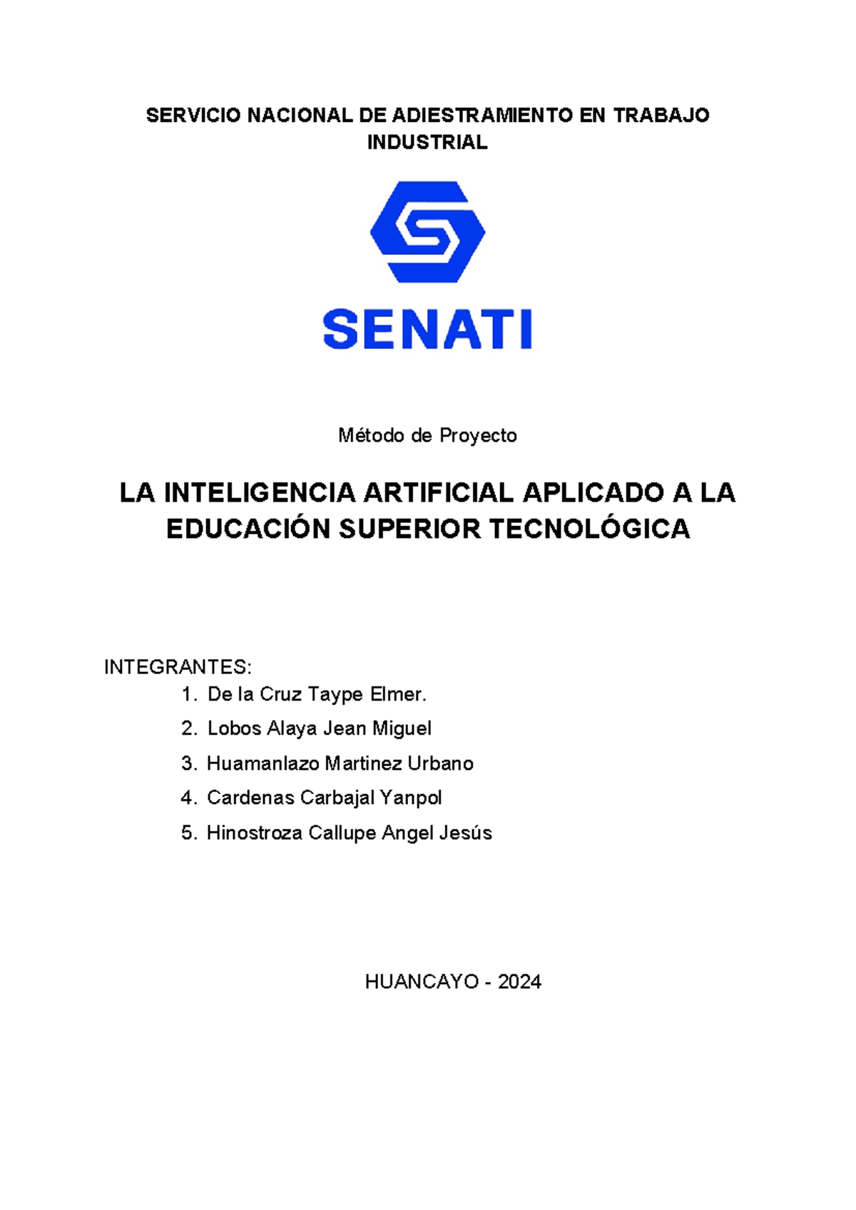 Metodo DE Proyecto Finalizado - SERVICIO NACIONAL DE ADIESTRAMIENTO EN ...
