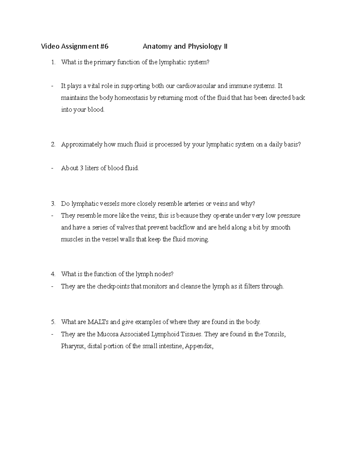 Assignment On Lymphatic System - Video Assignment #6 Anatomy And ...