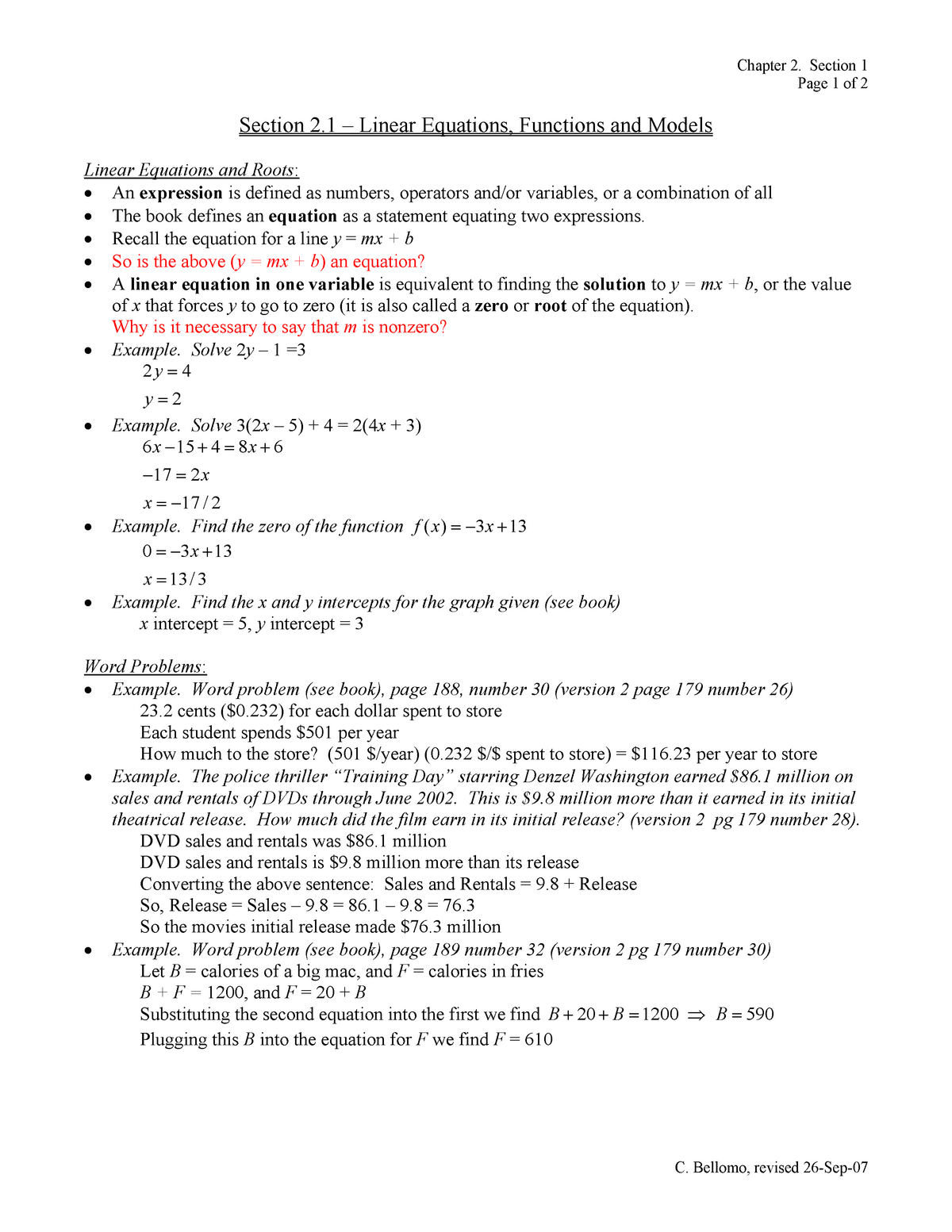 homework section 1 2 college algebra
