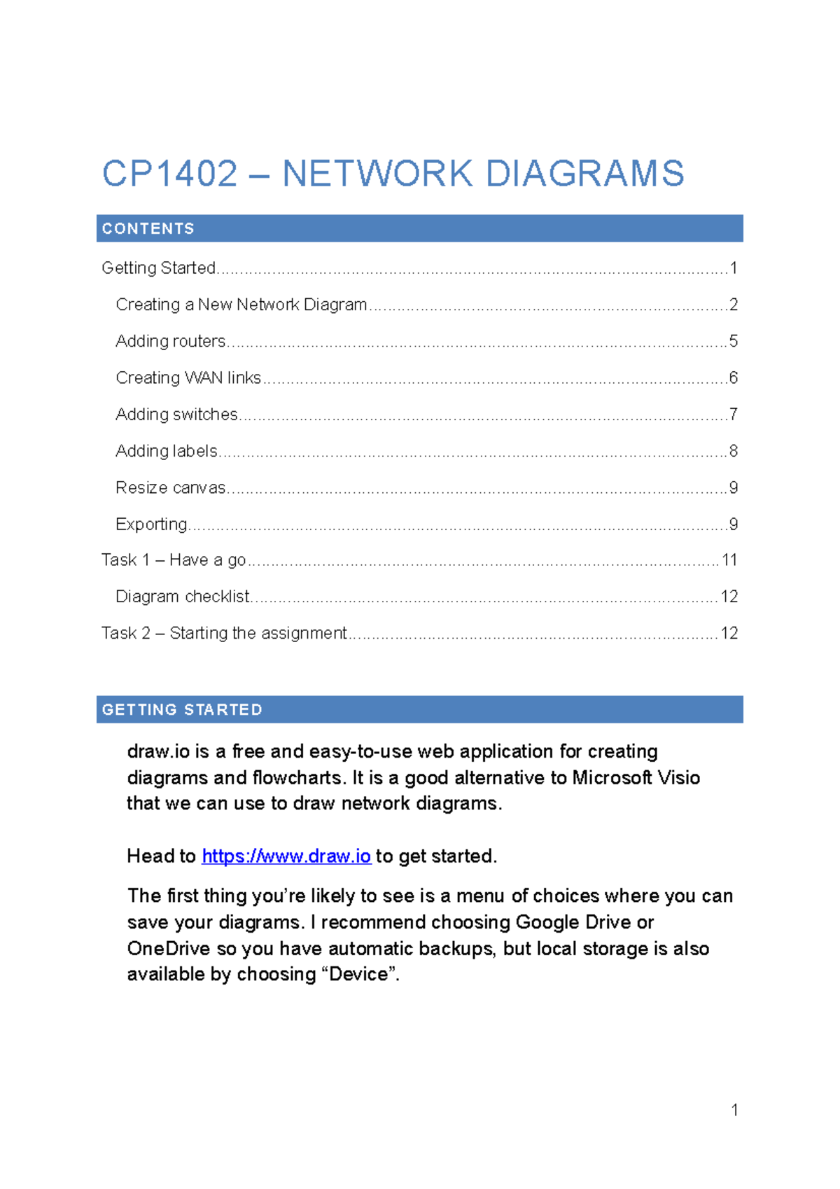 CP1402 Week 02 Prac - Network Diagrams In Draw - CP1402 – NETWORK ...