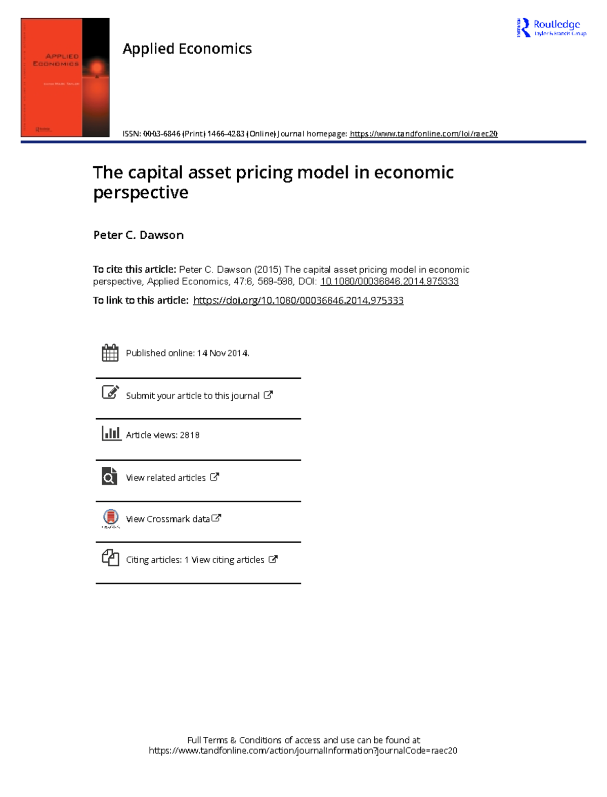 capital asset pricing model research paper