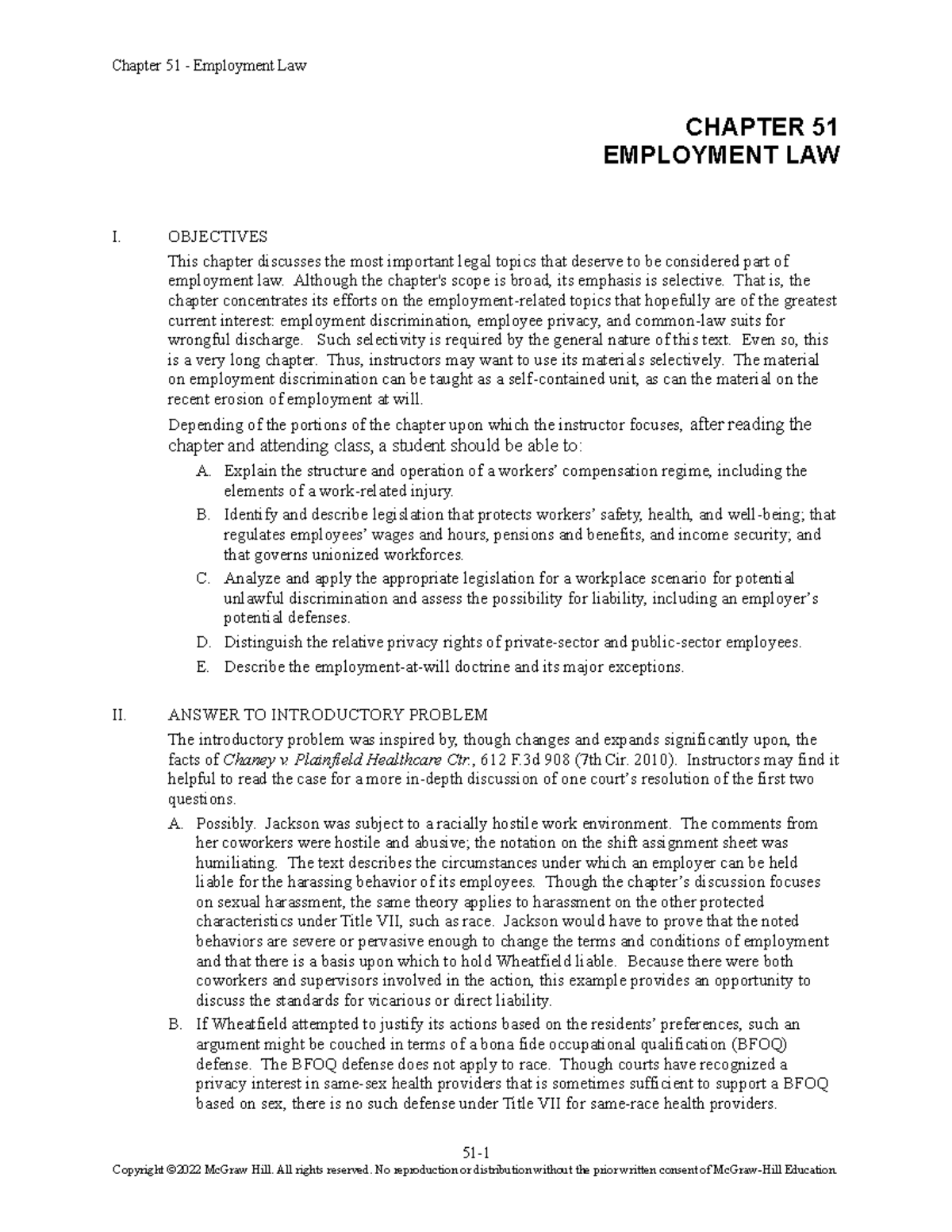 Prenkert 18e IM Ch51 - chapter 51 - CHAPTER 51 EMPLOYMENT LAW I ...