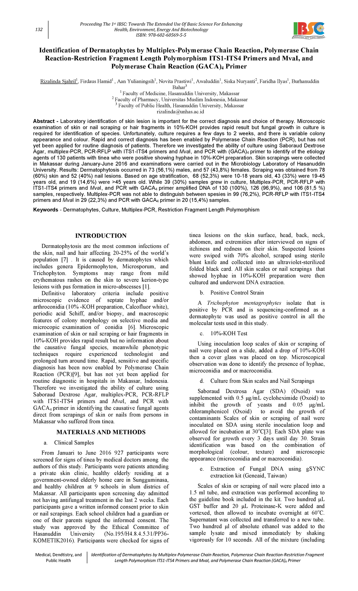 Identification OF Dermatophytes BY Multiplex- Polymerase Chain Reaction ...