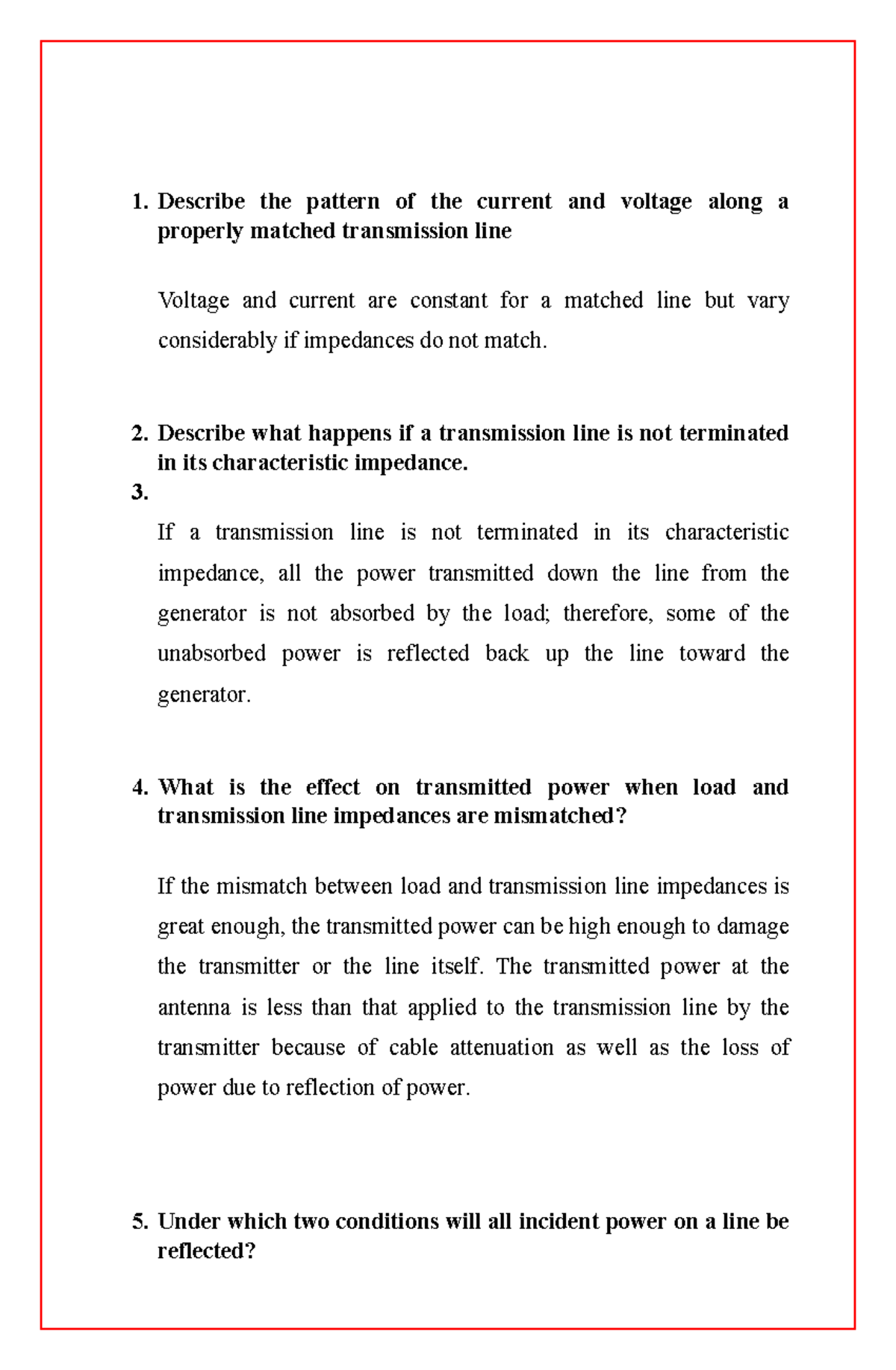 SWR solvings - Lecture notes on SWR - Describe the pattern of the ...