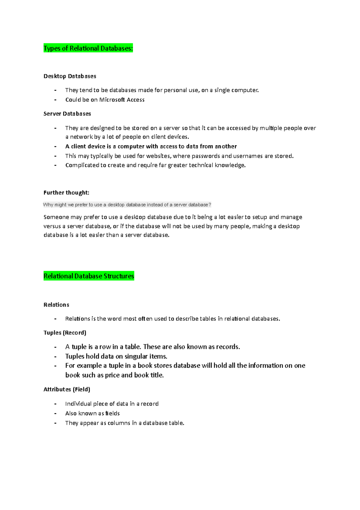 Relational Database Terminology - Types of Relational Databases ...