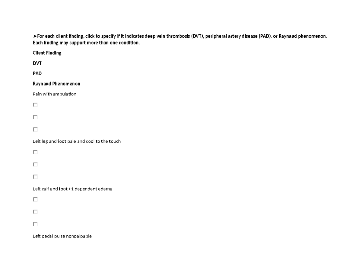DVT - DVT - For each client finding, click to specify if it indicates ...