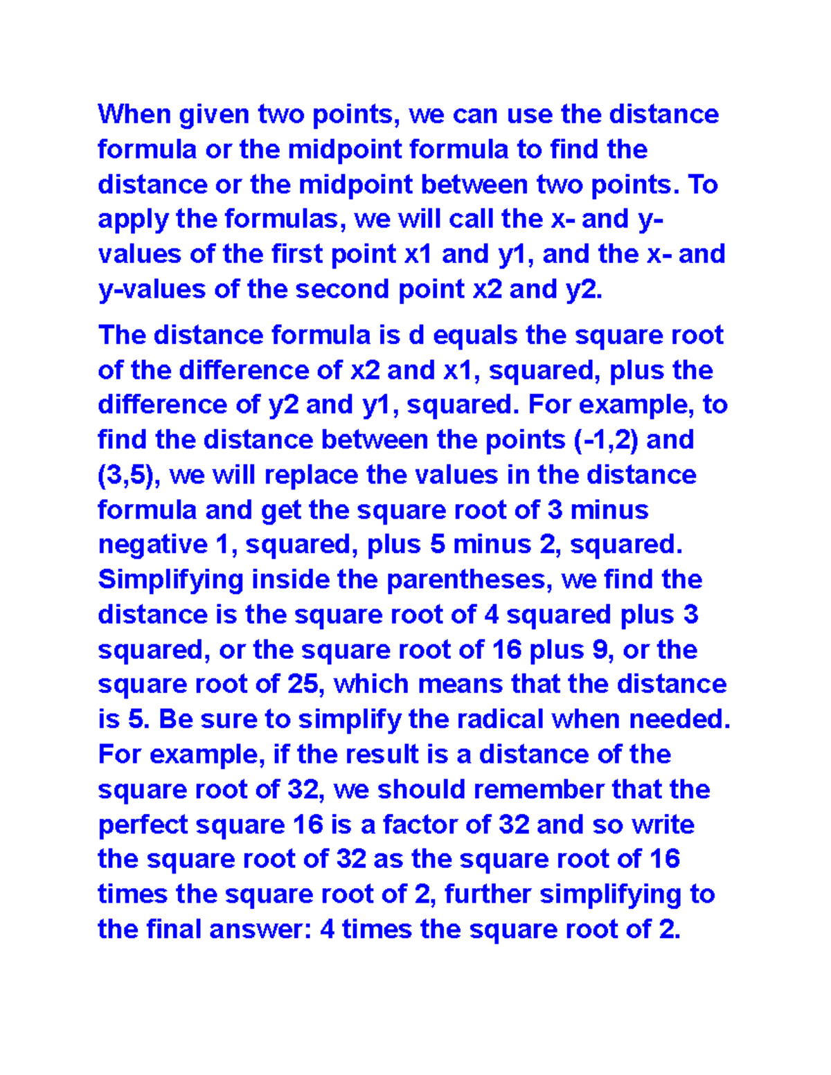 Distance and midpoint formula - When given two points, we can use the ...
