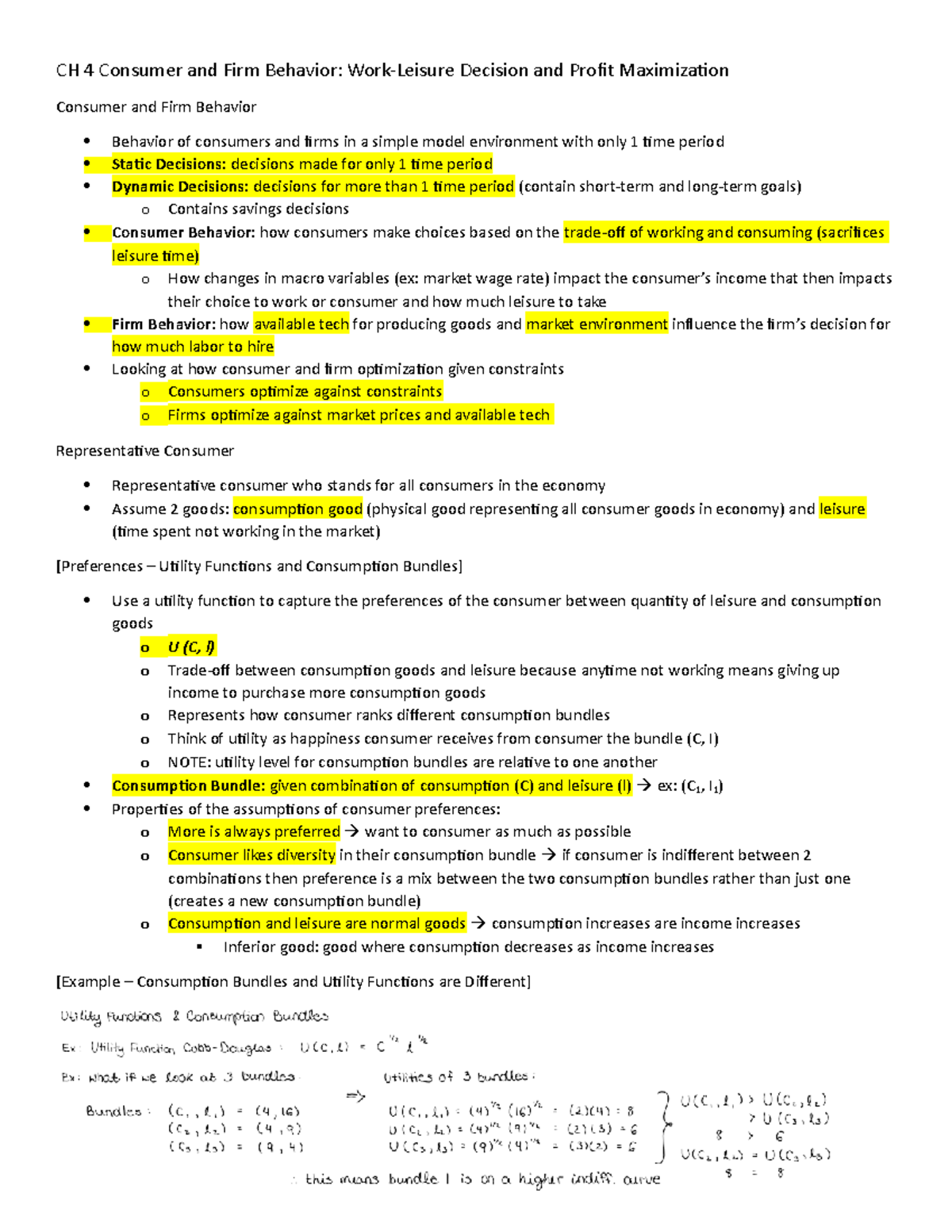 CH4 Consumer and Firm Behavior - Textbook Notes - CH 4 Consumer and ...