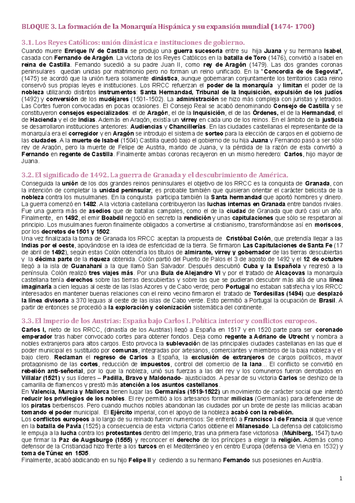 Epígrafes 3 201920 Epigrafe historia BLOQUE 3. La formación de la Monarquía Hispánica y su Epígrafes 3 201920 Epigrafe historia BLOQUE 3. La formación de la Monarquía Hispánica y su