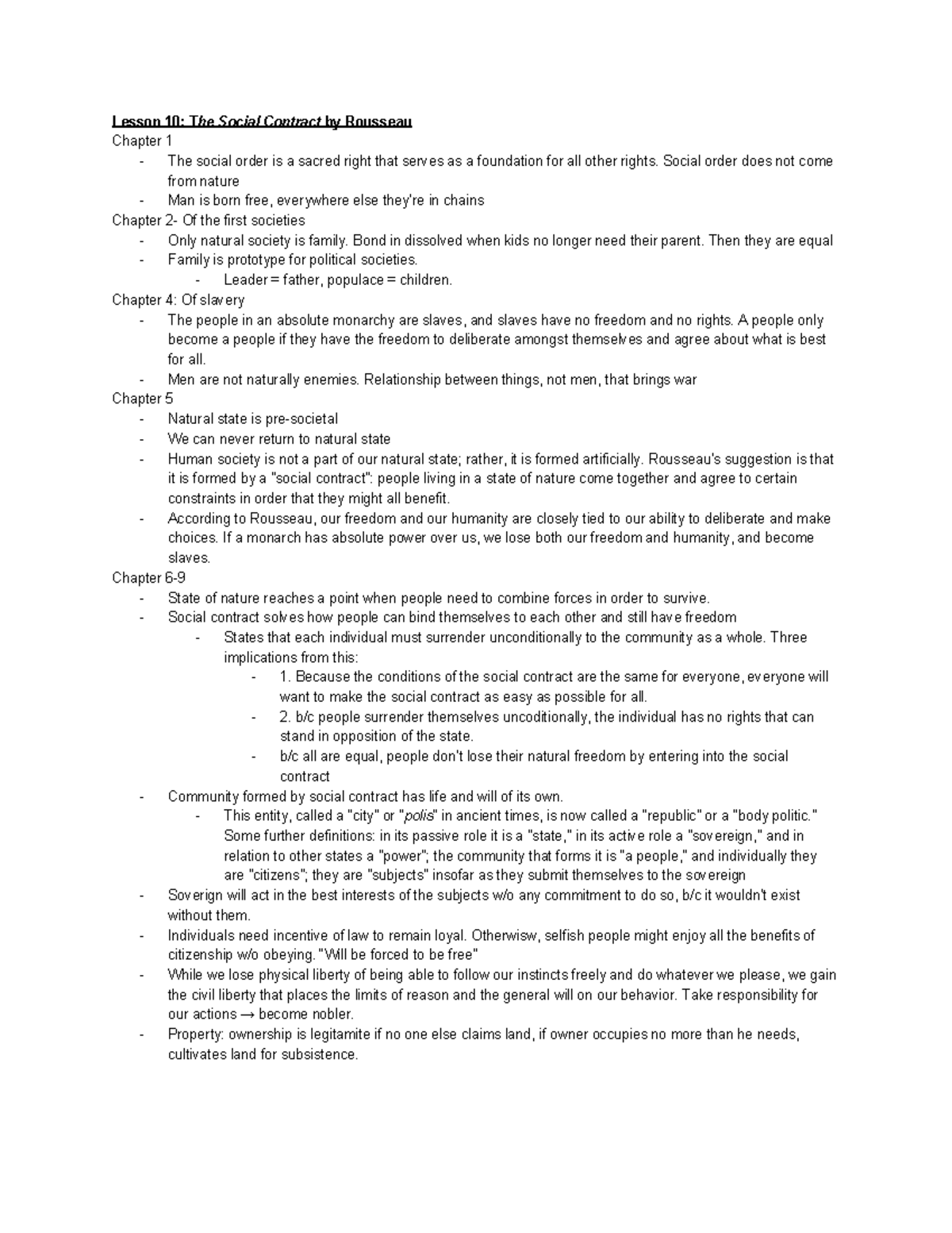 Poli 271 Lesson 10-14 - Summary Modern Political Thought - Lesson 10 ...