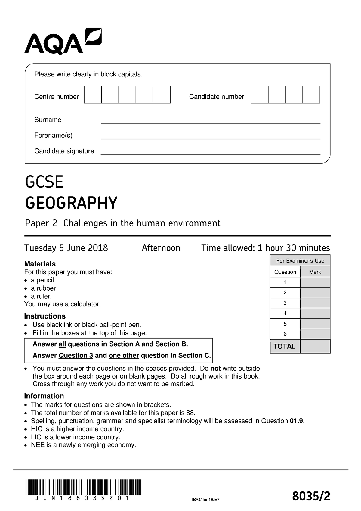 Question Paper - jun188035201 IB/G/Jun18/E7 8035/ For Examiner’s Use ...