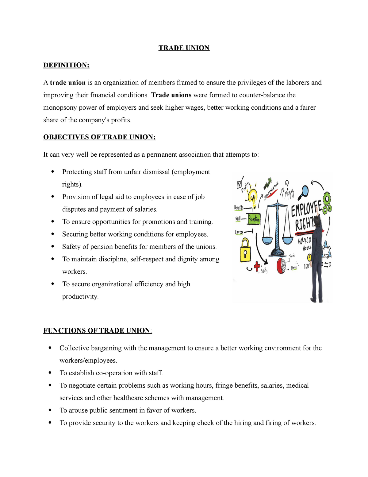 Chapter 9 – Industrial Relations BQ1. Trade Unions: Definition, Aims