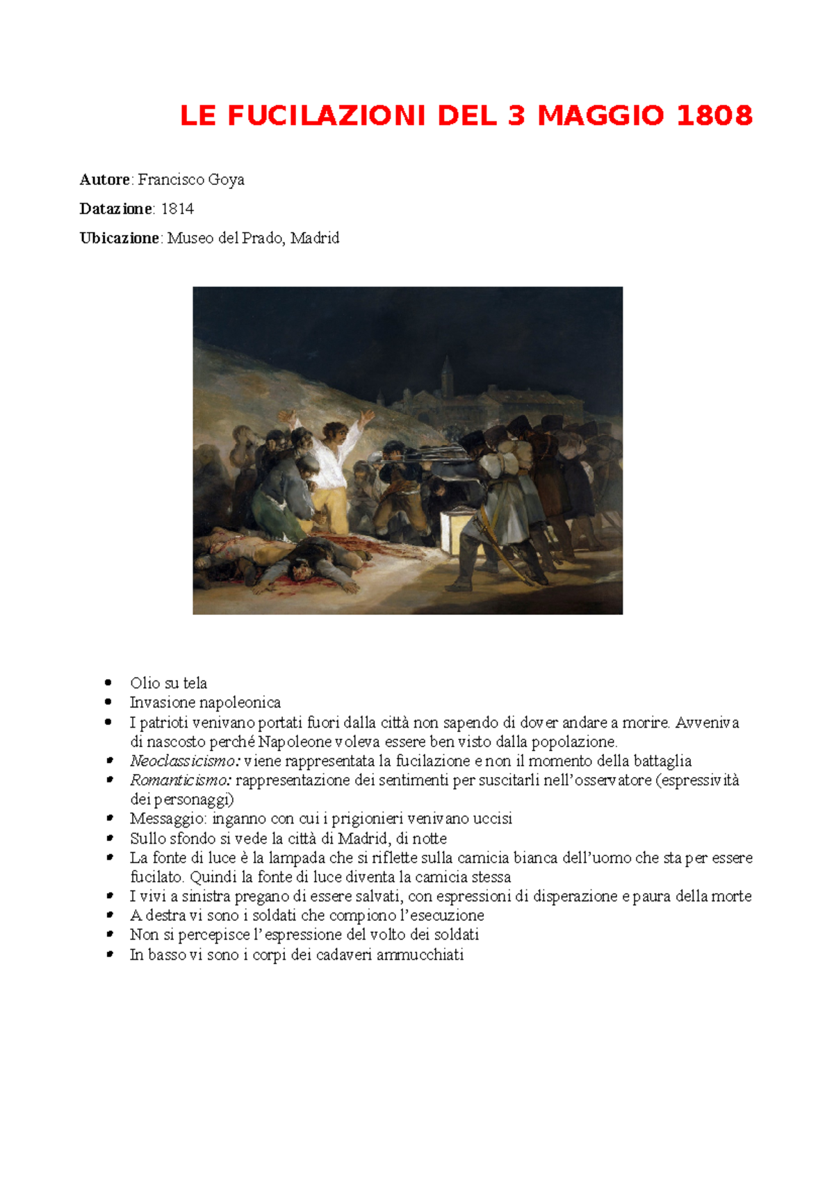Lais Puzzle Francisco De Goya – Fucilazione Del 3 Maggio 1808, 1000 Pezzi, Opera D’arte, Museo Del Prado