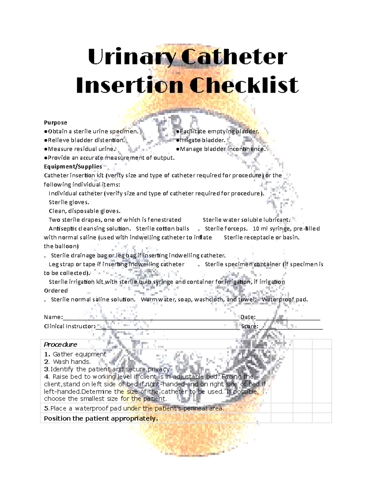 Foley catheter insertion checklist.docx - Google Docs - Urinary ...