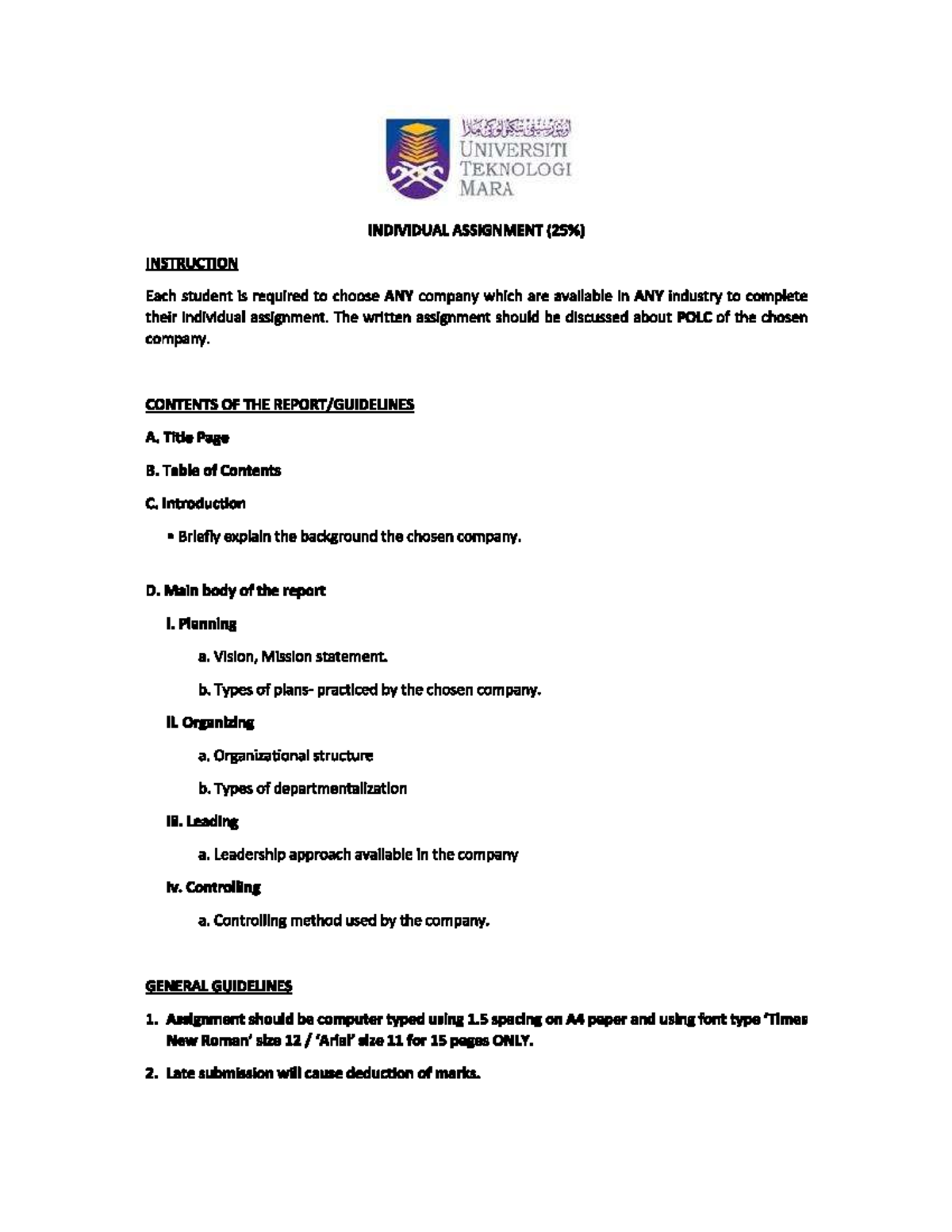 MGT162 Individual Assignment - Fundamental Of Management - Studocu