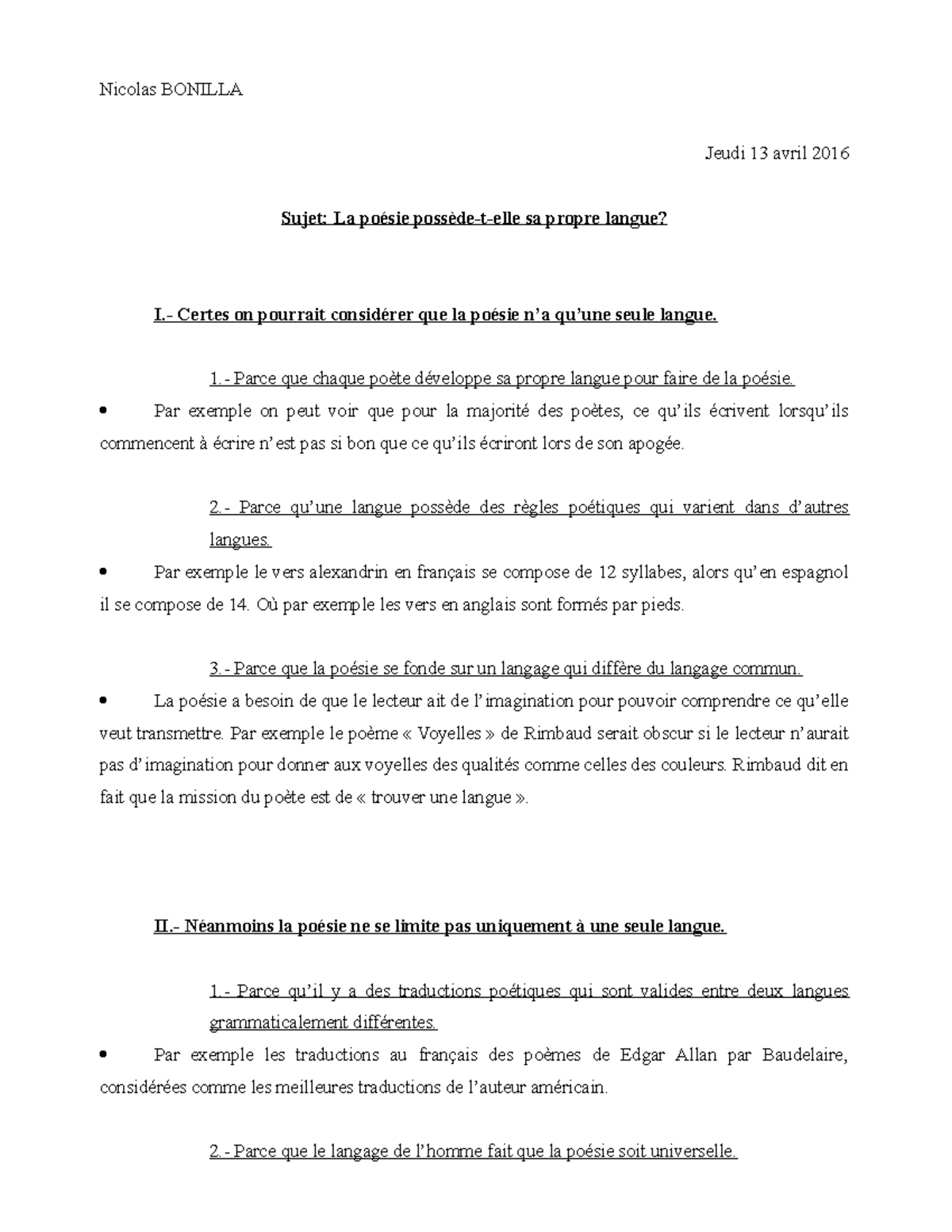 Exemple De Dissertation Sur La Poesie  Le Meilleur Exemple