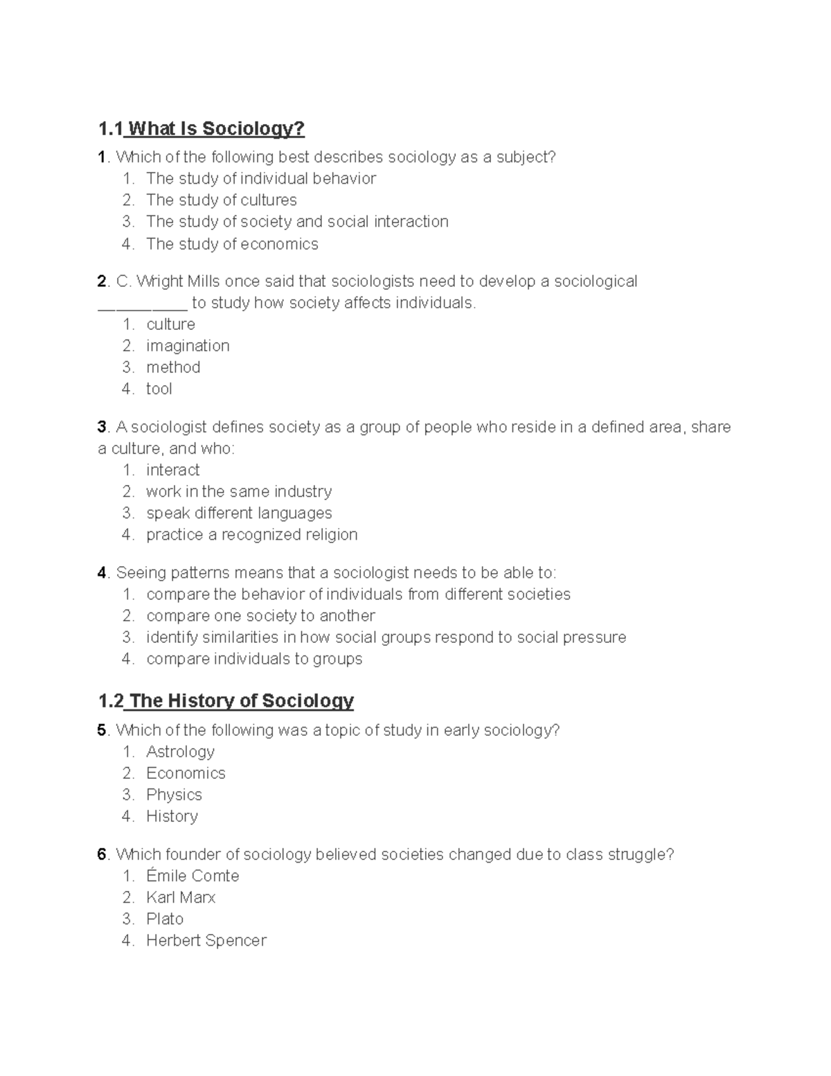 What Is Sociology Assignment - 1 What Is Sociology? Which Of The ...