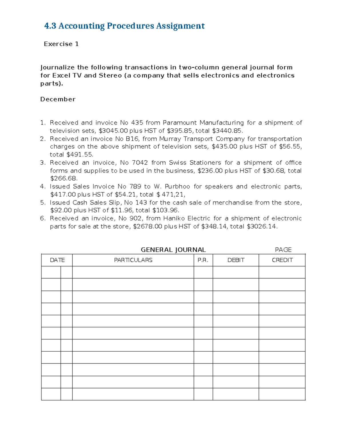 assignment account procedure 2018