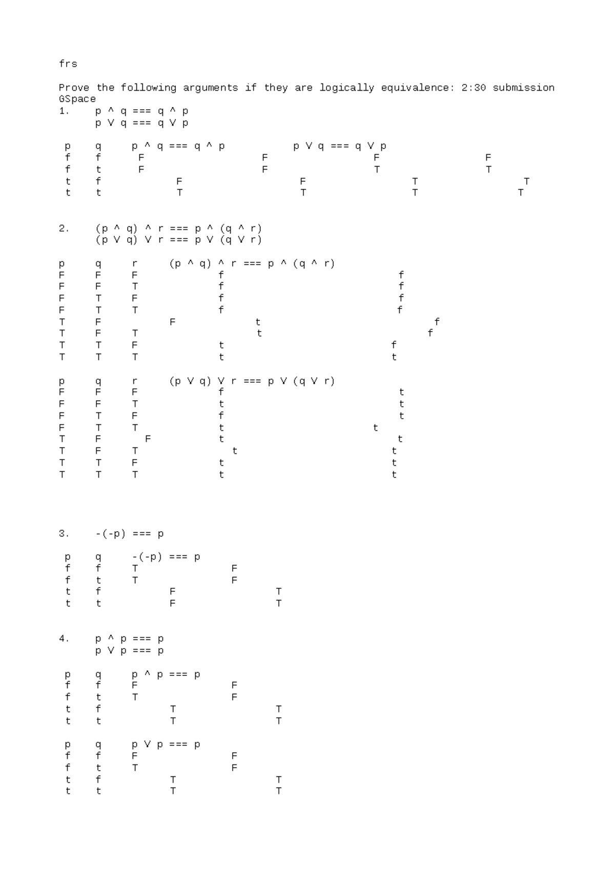 Descret math - feu - frs Prove the following arguments if they are ...
