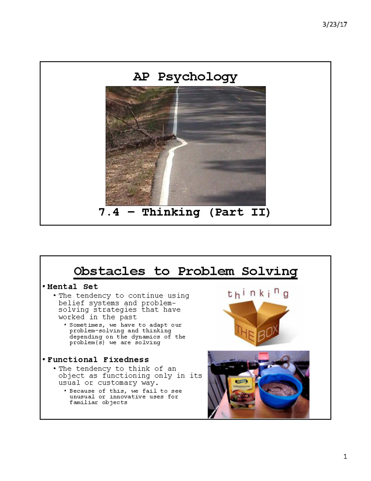 obstacles to problem solving ap psychology