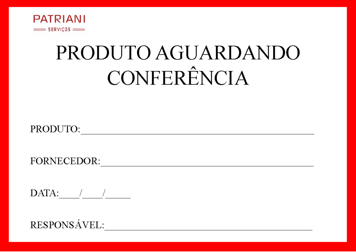 Material NÃO Conforme - Etiqueta - Poduto não conforme - PRODUTO ...