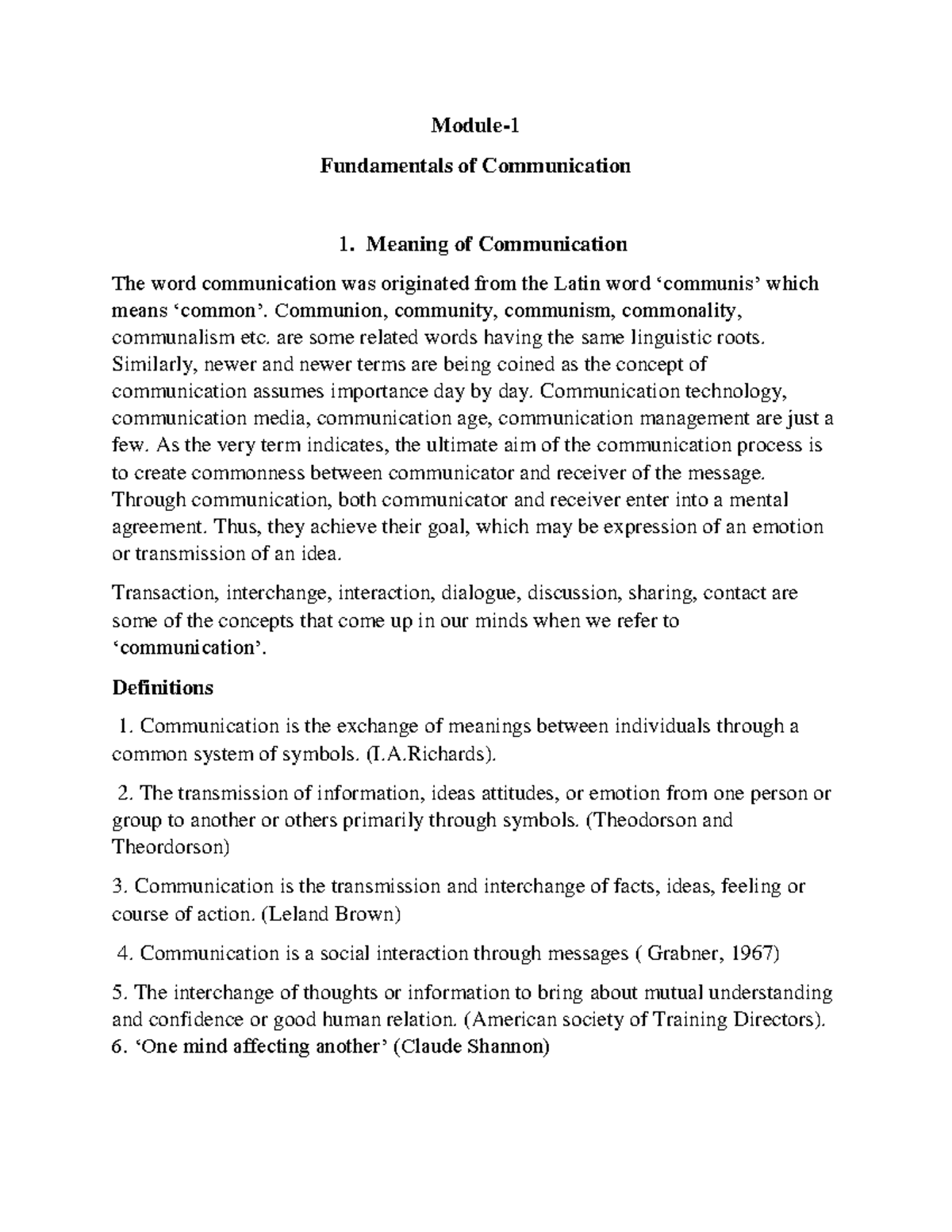 Fundamentals of masscom - Module- Fundamentals of Communication 1 ...