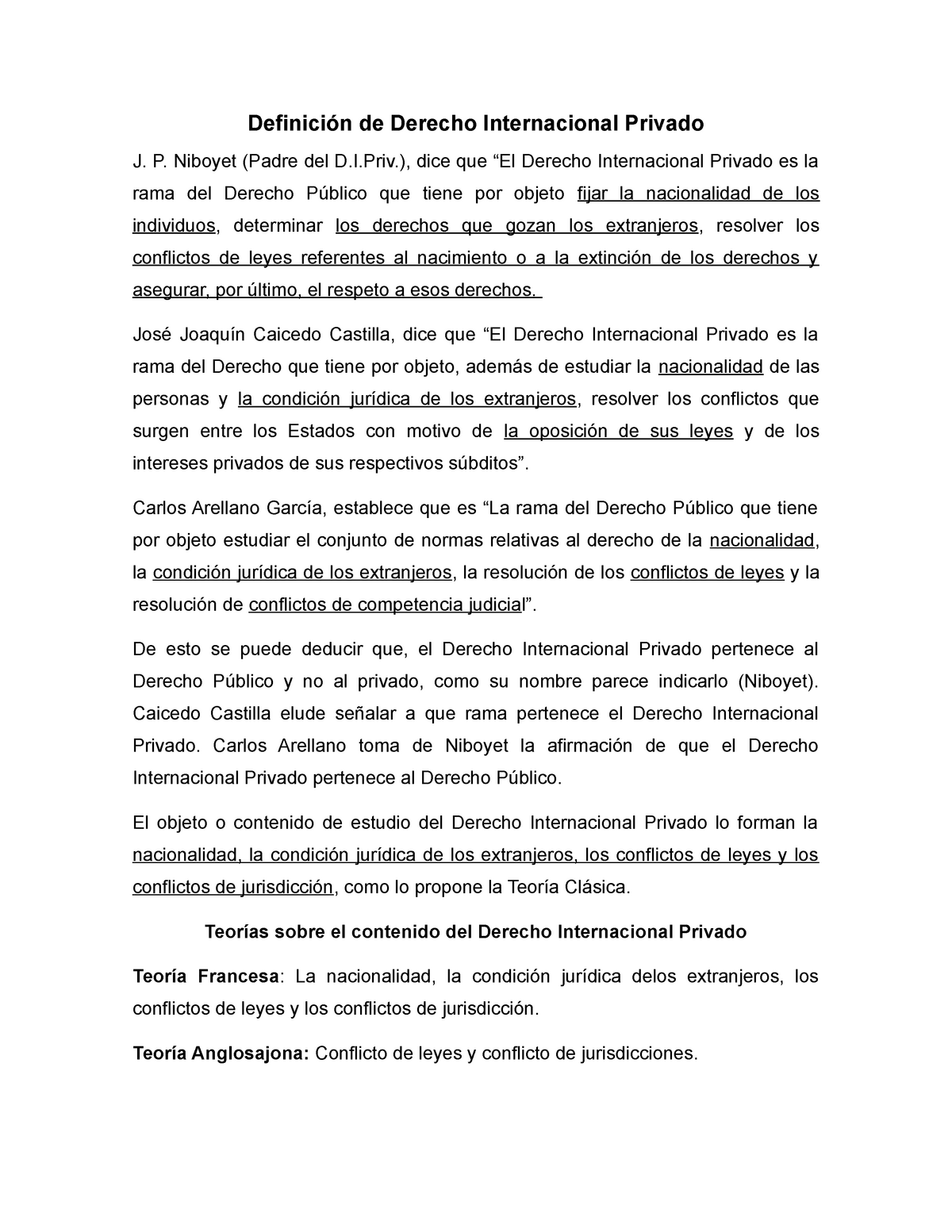 Definición de Derecho Internacional Privado - de Derecho Internacional  Privado J. P. Niboyet (Padre - Studocu