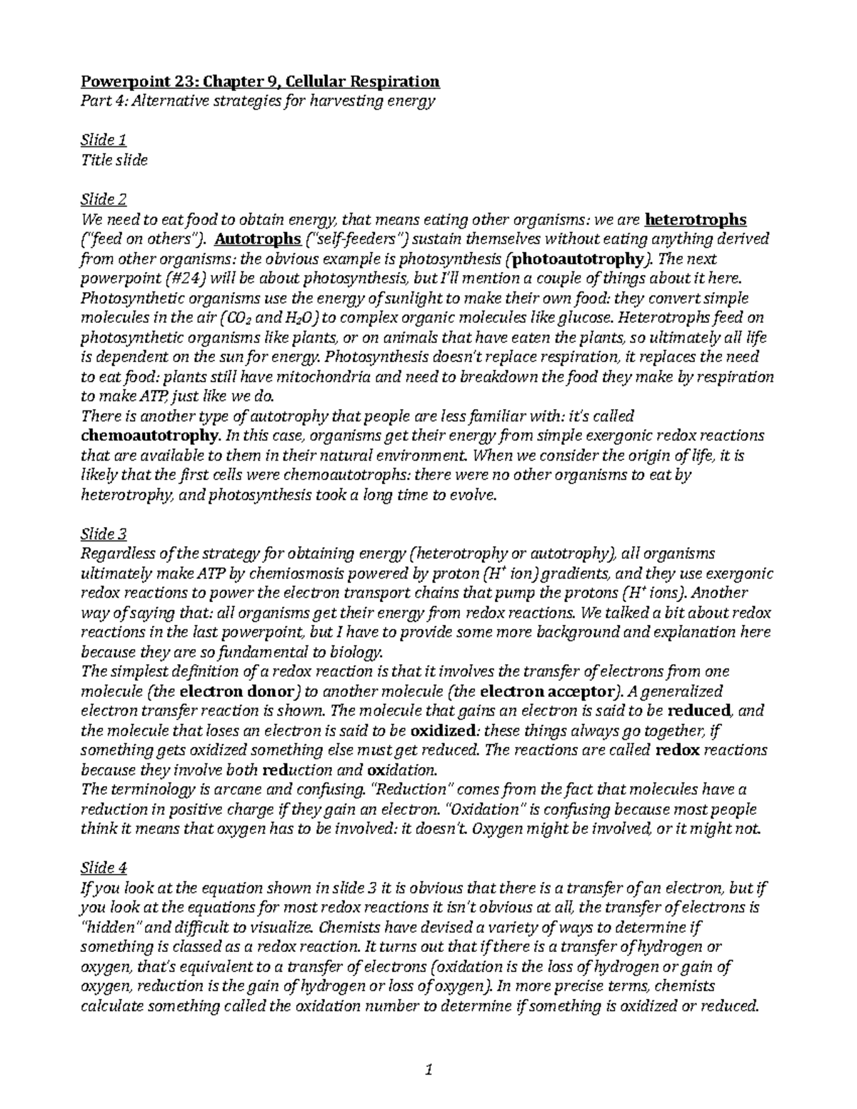 Chapter 9 Respiration Pt 4 Powerpoint 23 Chapter 9 Cellular