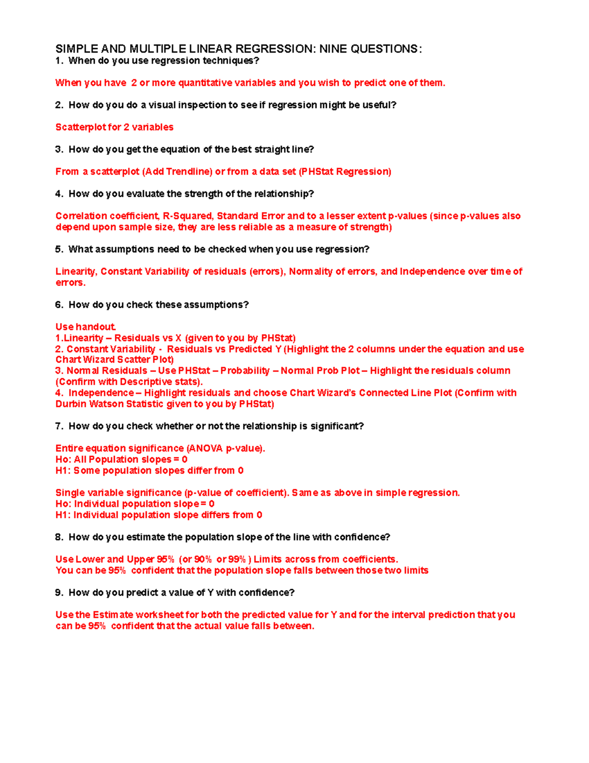 Chapter 12 13 Nine Questions and Answers - SIMPLE AND MULTIPLE LINEAR ...