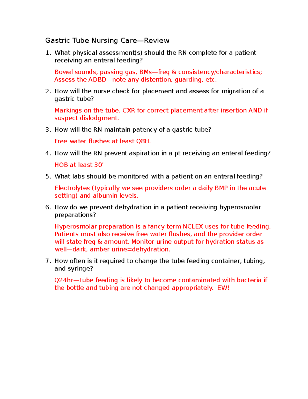 Gastric Tube Review Questions - Gastric Tube Nursing Care—Review 1 ...