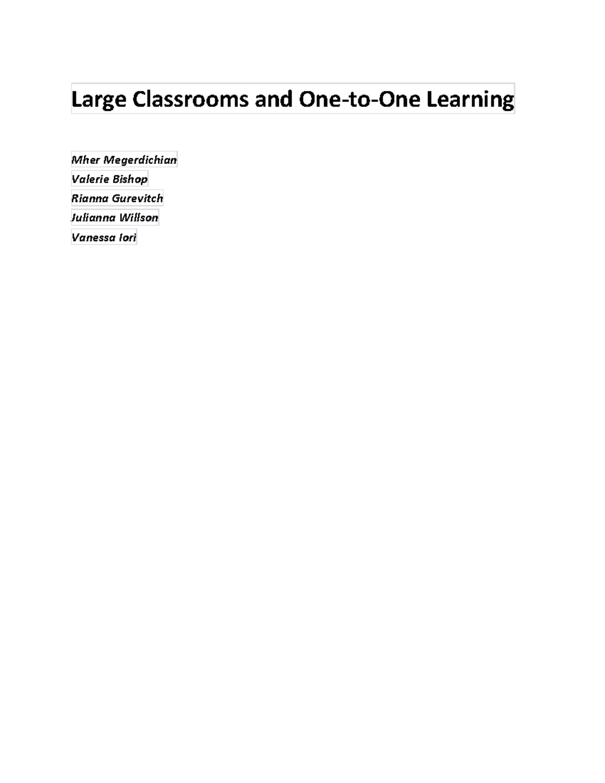 One To One Teaching