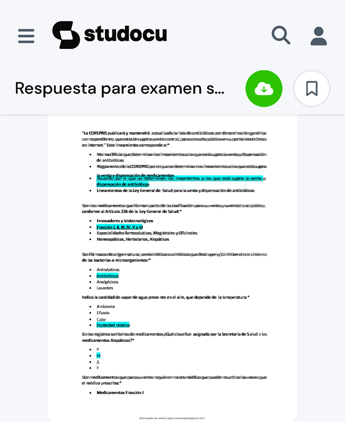 Respuesta para examen sicad Accede a apuntes, guías, libros y más de