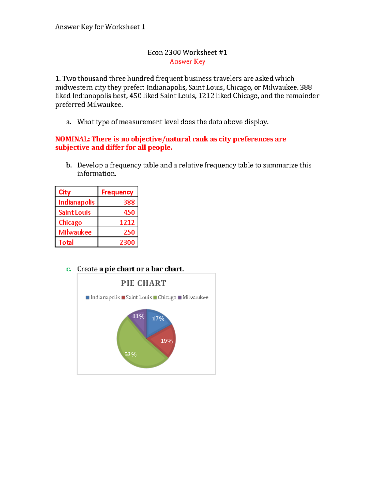 Econ 2300 Worksheet #1 Answer Key - Econ 2300 Worksheet #1 Answer Key ...