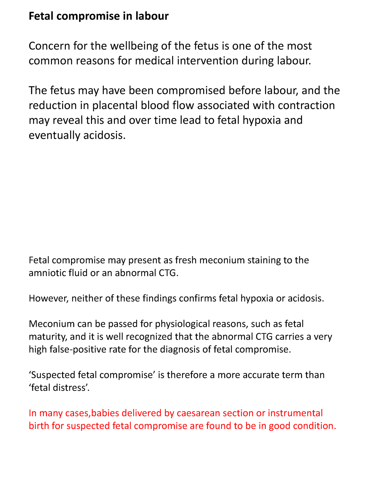 Fetal Compromise In Labour - Fetal Compromise In Labour Concern For The ...