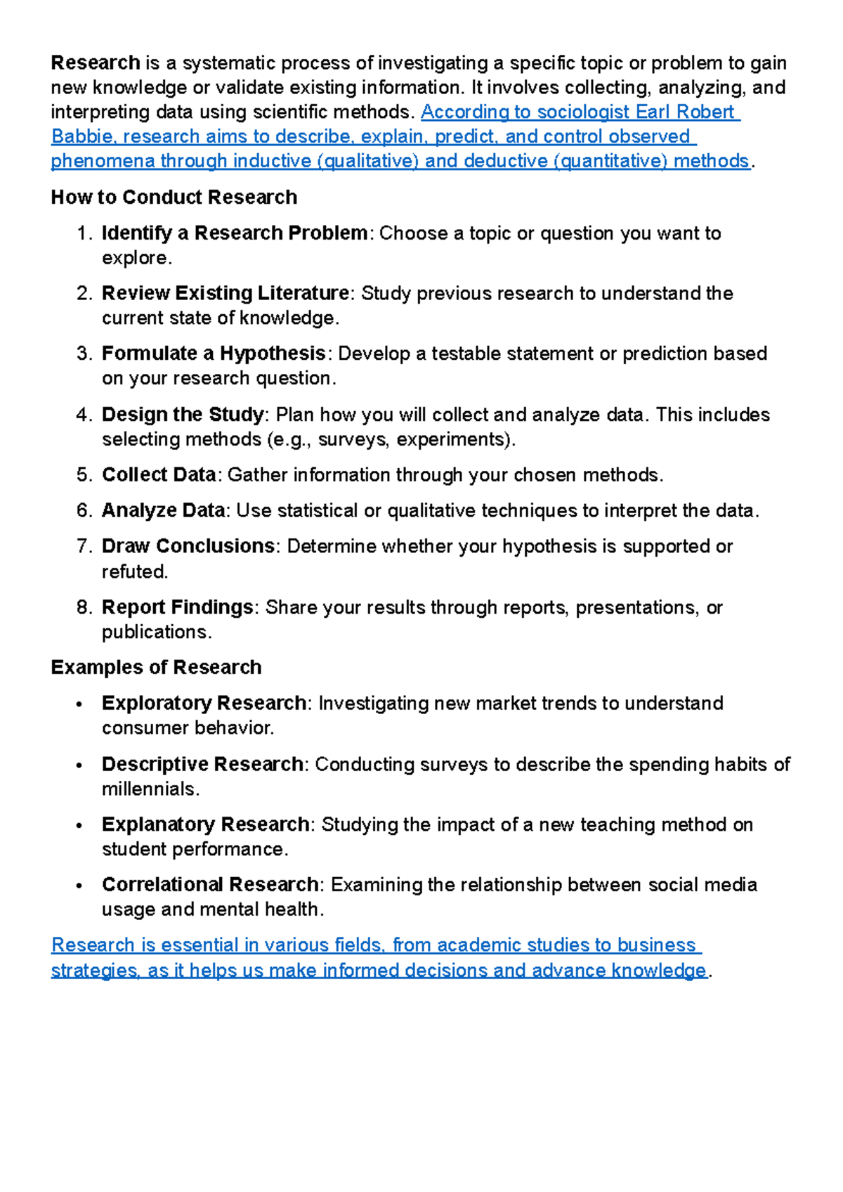 Research - some idea - Research is a systematic process of ...