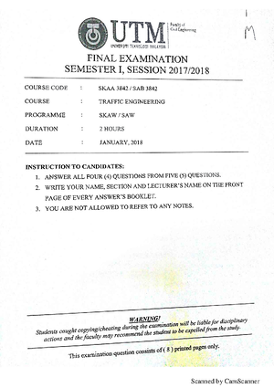Exam January 2016, questions - SAB 3842 / SKAA 3842 1 FINAL EXAMINATION ...