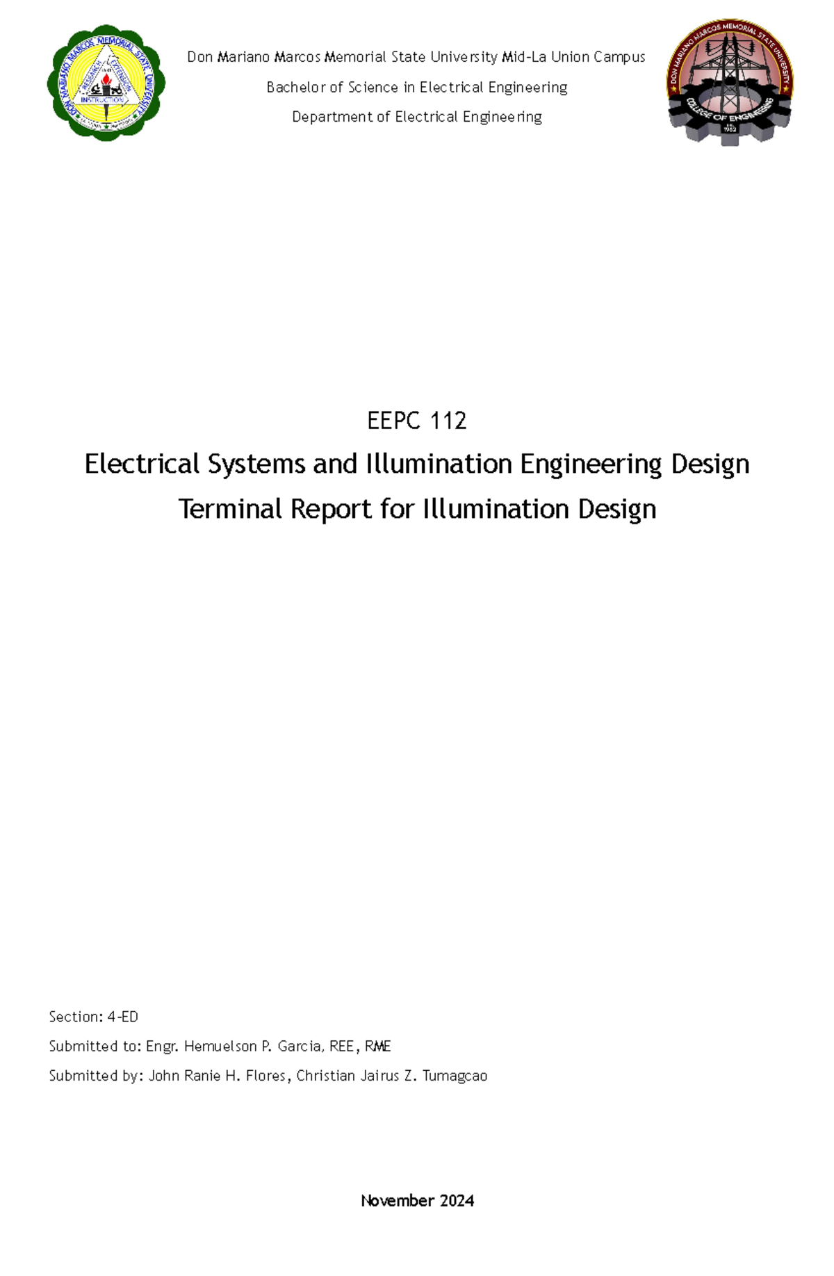 4DIllum Term Report Grp 11 - Bachelor of Science in Electrical ...