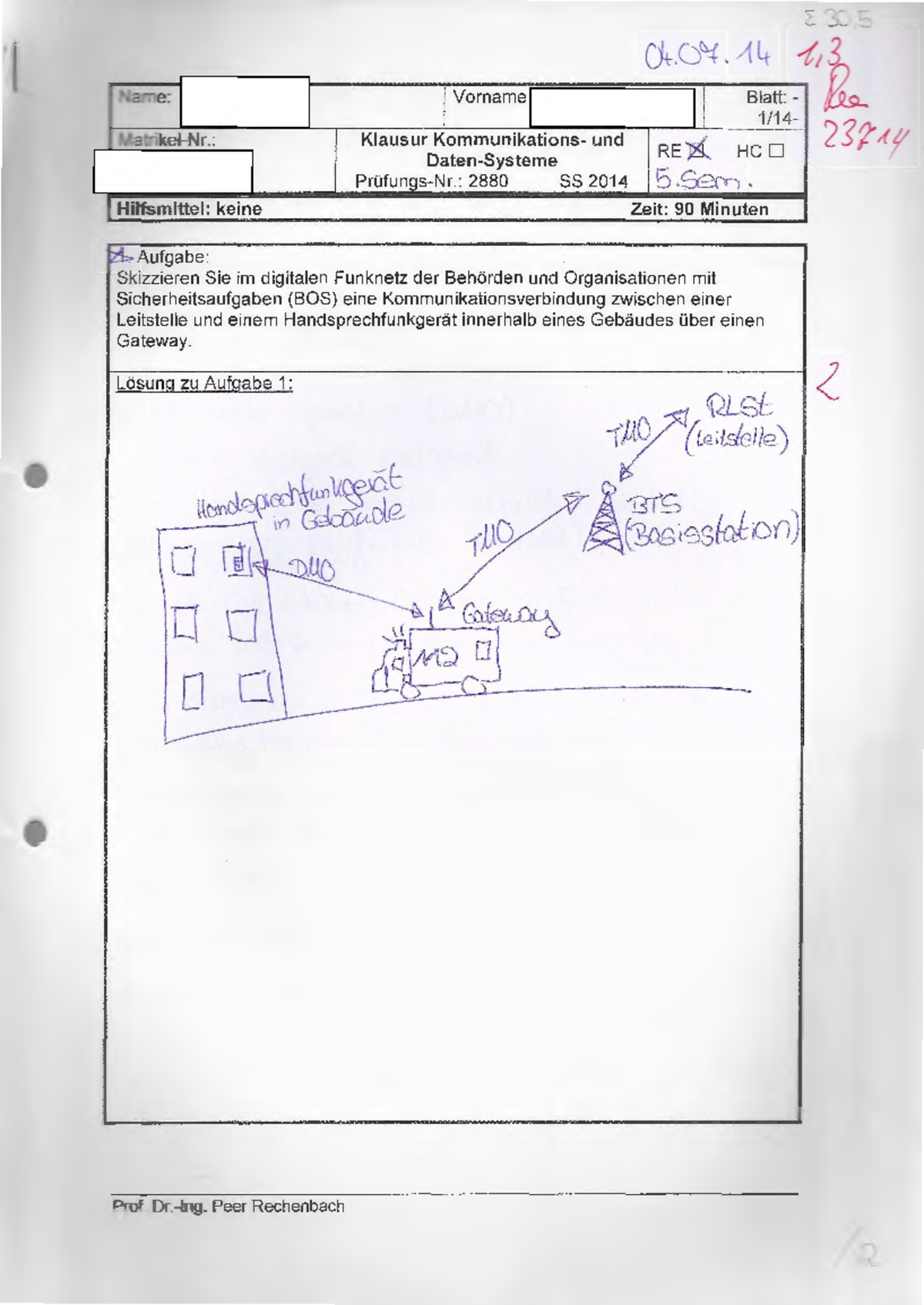 Ku D Rechenbach Klausur 2014-S RE Std - I ::.-=- Vorname II Blatt: - 1/ ...